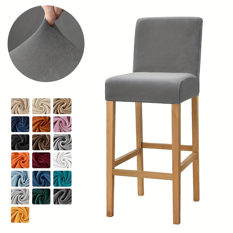 Housse de chaise de bar en velours à dossier droit, 11 teintes