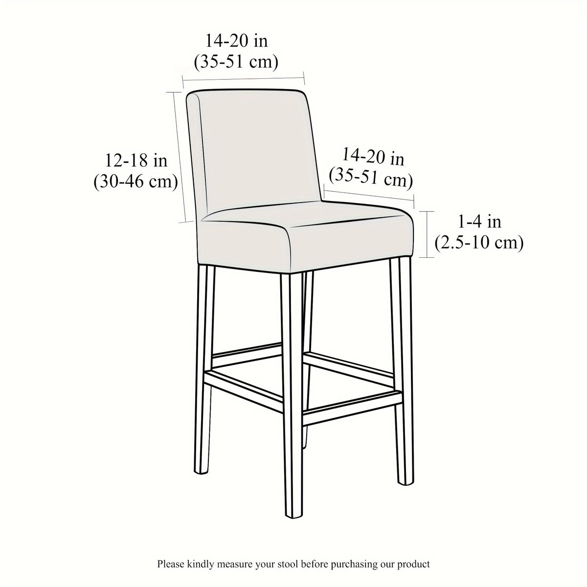 Housse de chaise de bar en velours à dossier droit, 11 teintes