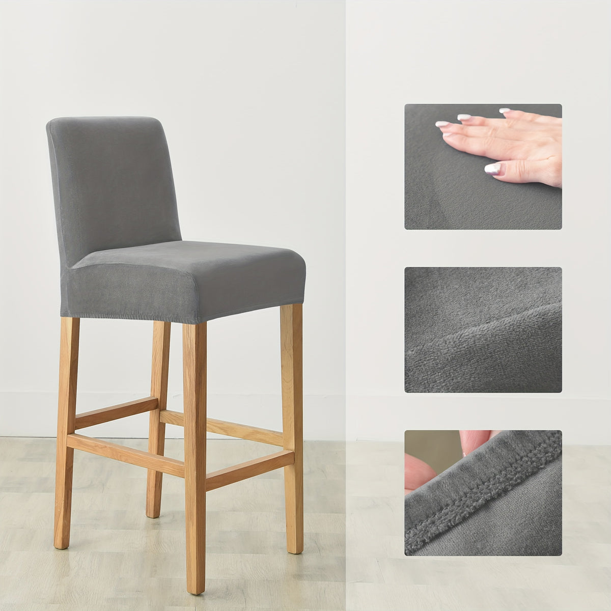 Housse de chaise de bar en velours à dossier droit, 11 teintes