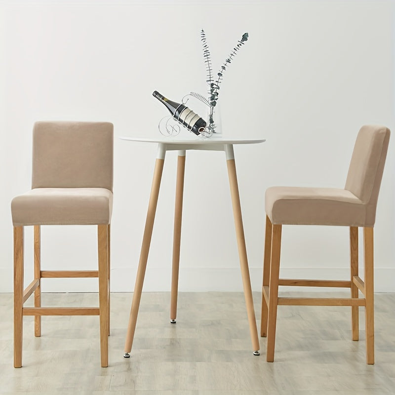 Housse de chaise de bar en velours à dossier droit, 11 teintes