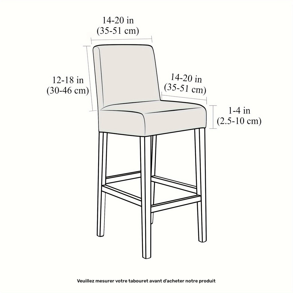 Housse de chaise de bar en velours à dossier droit, 11 teintes