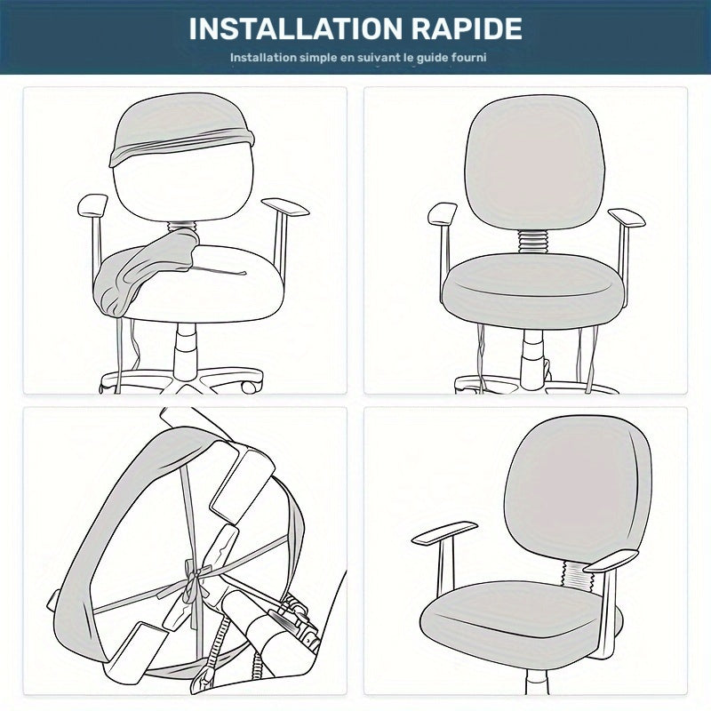 Housse de chaise de bureau en 2 parties, dossier et assise