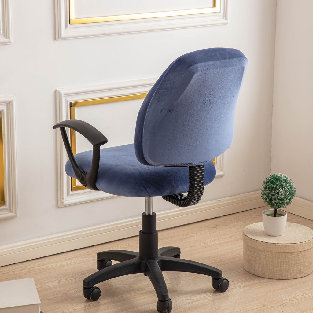 Housse de chaise de bureau en 2 pièces séparées, velours doux