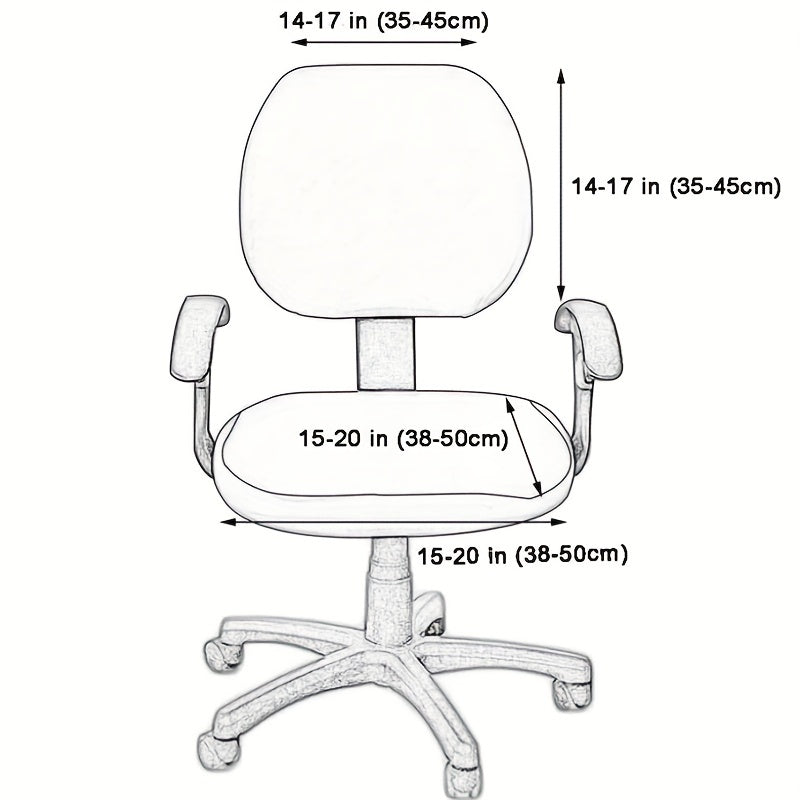 Housse de chaise de bureau en 2 pièces séparées, velours doux