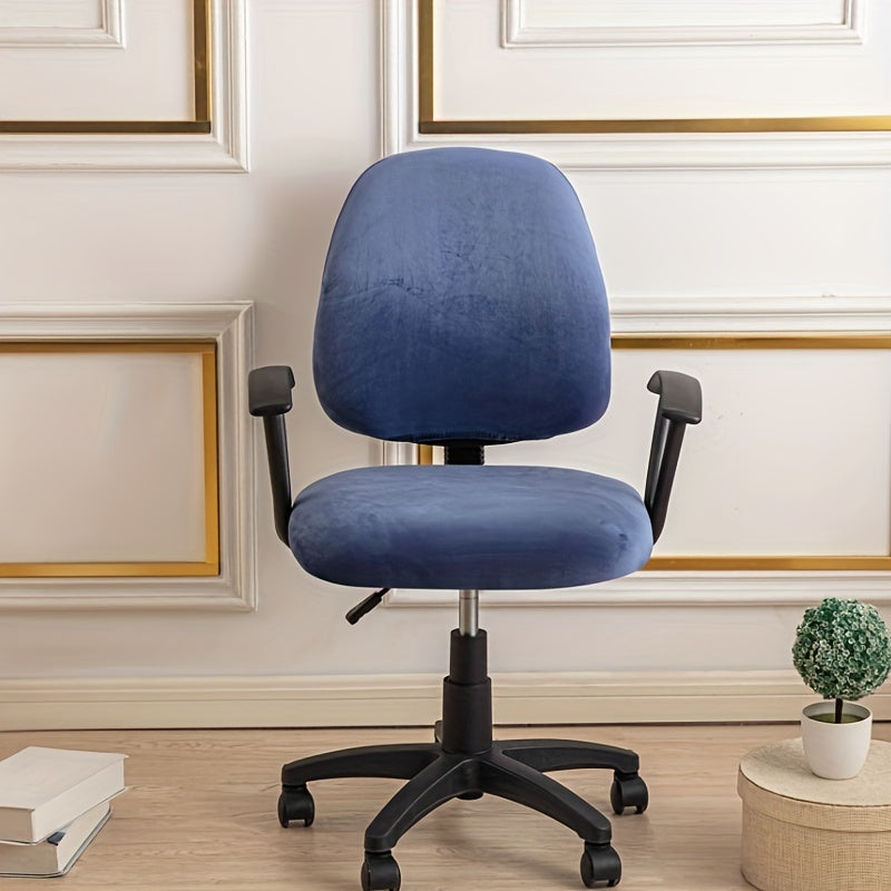 Housse de chaise de bureau en 2 pièces séparées, velours doux