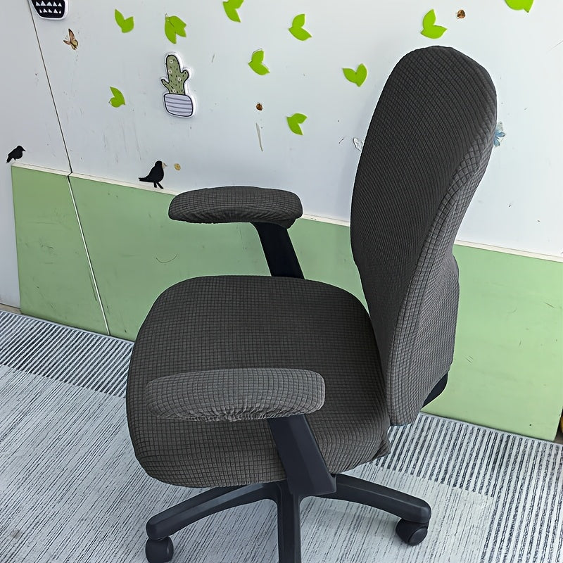 Housse de chaise de bureau en 4 pièces, accoudoirs inclus