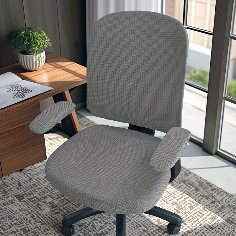 Housse de chaise de bureau en 4 pièces, accoudoirs inclus