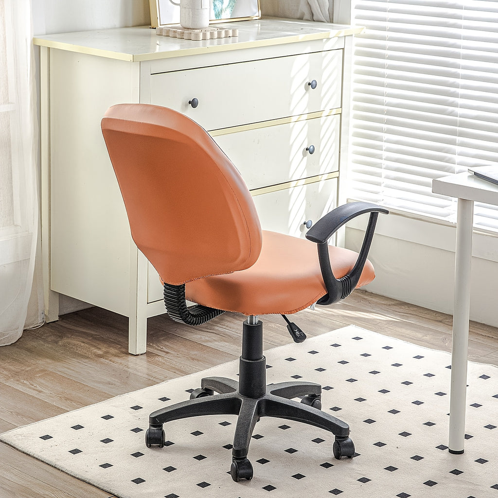 Housse de chaise de bureau aspect cuir PU, 2 pièces extensibles