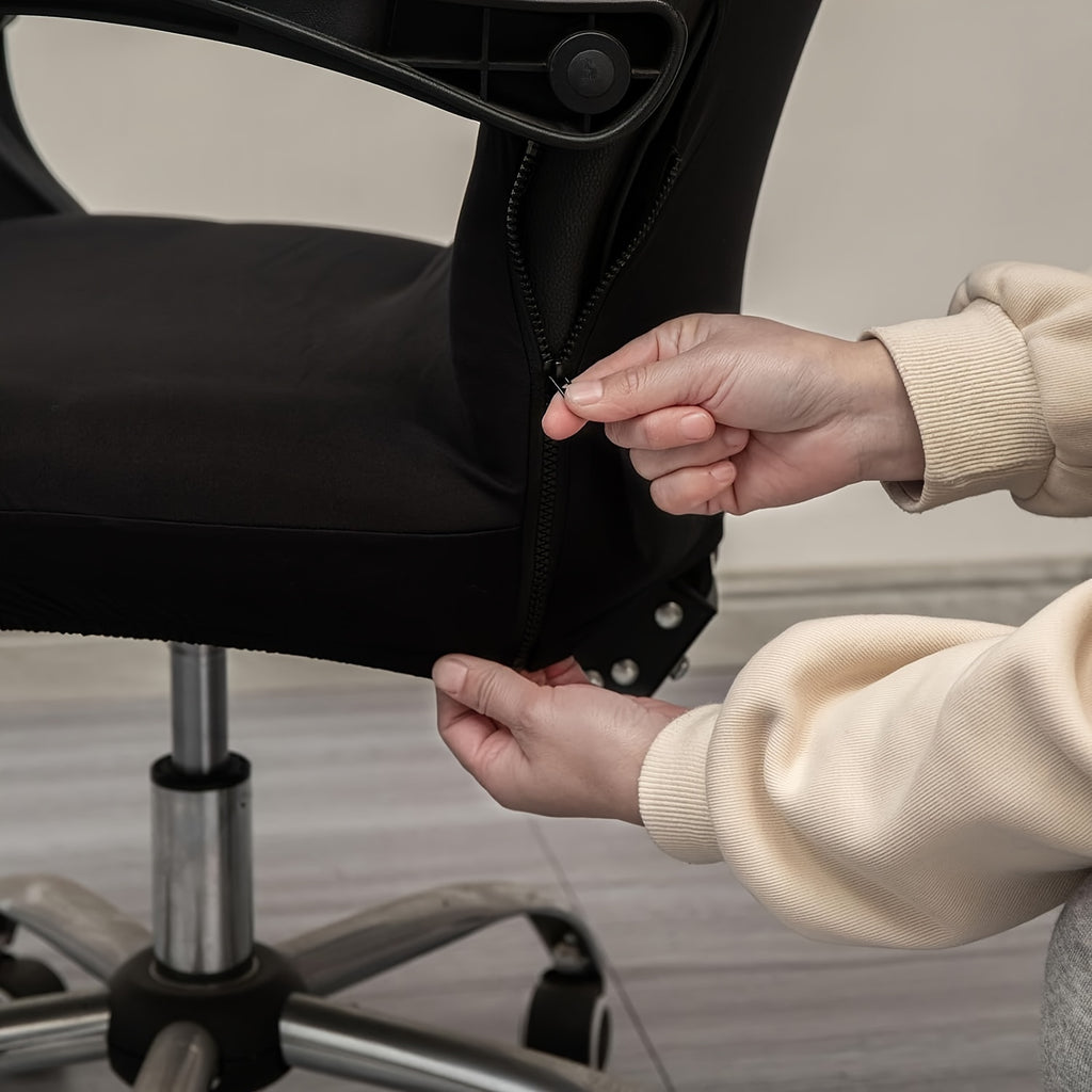 Housse de chaise de bureau à dossier haut, fermeture éclair