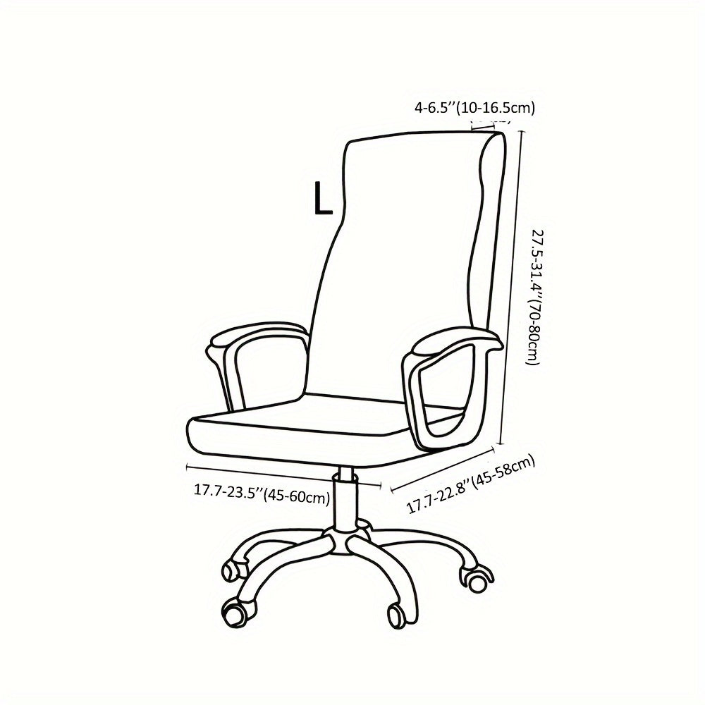Housse de chaise de bureau à dossier haut, fermeture éclair