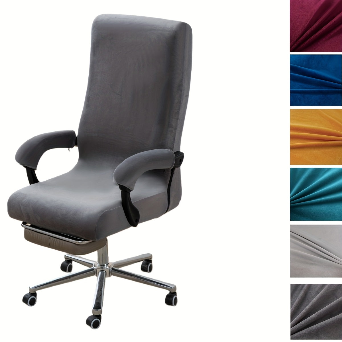 Housse de chaise de bureau en velours avec accoudoirs, 3 pièces