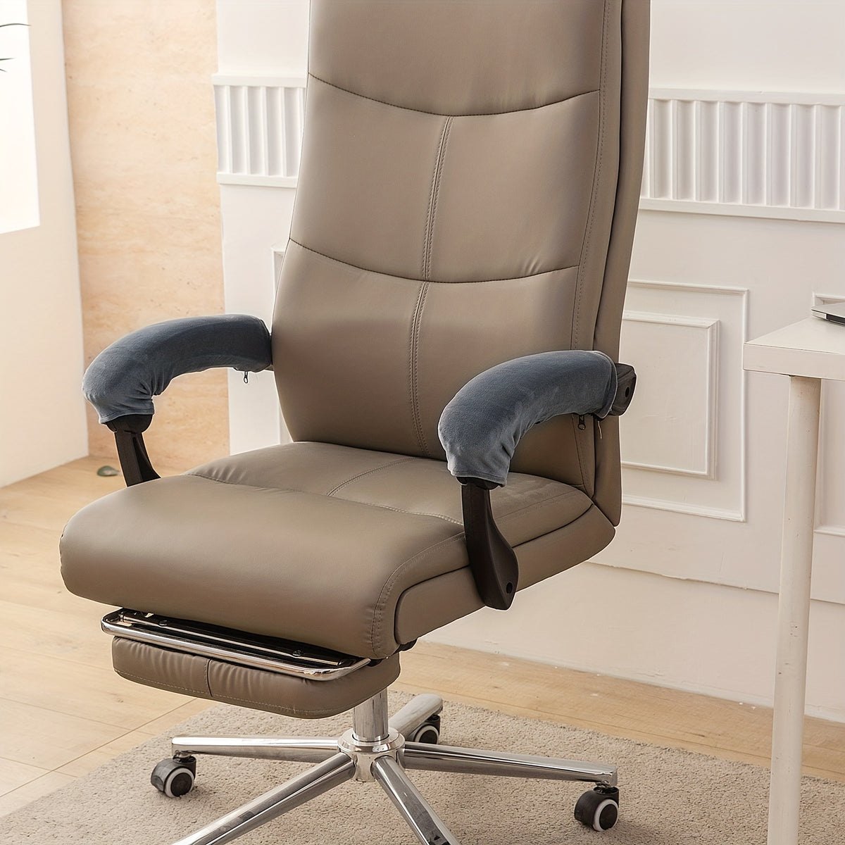 Housse de chaise de bureau en velours avec accoudoirs, 3 pièces