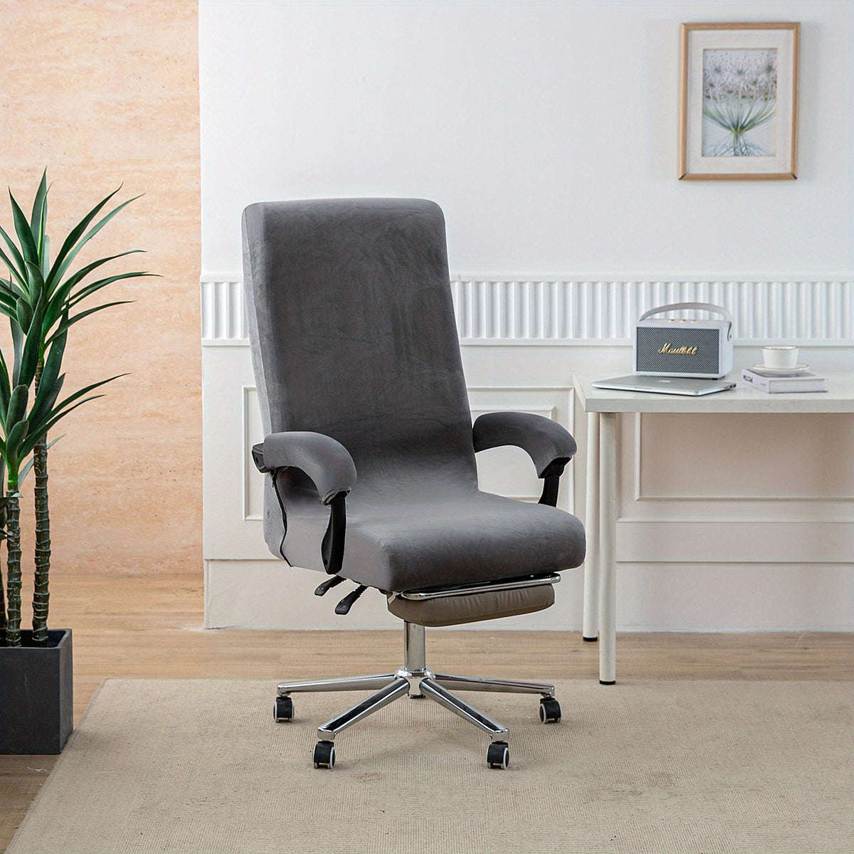 Housse de chaise de bureau en velours avec accoudoirs, 3 pièces