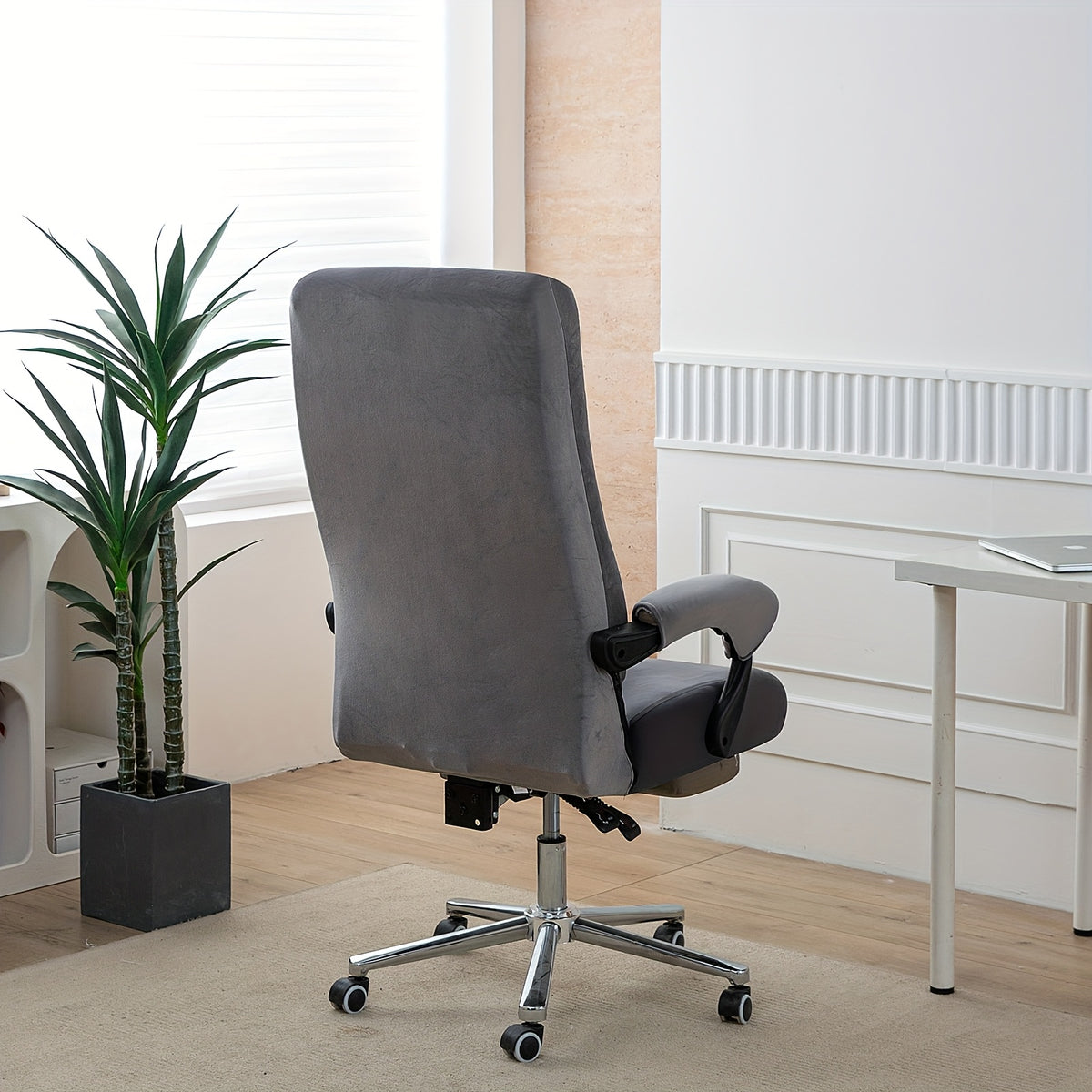 Housse de chaise de bureau en velours avec accoudoirs, 3 pièces