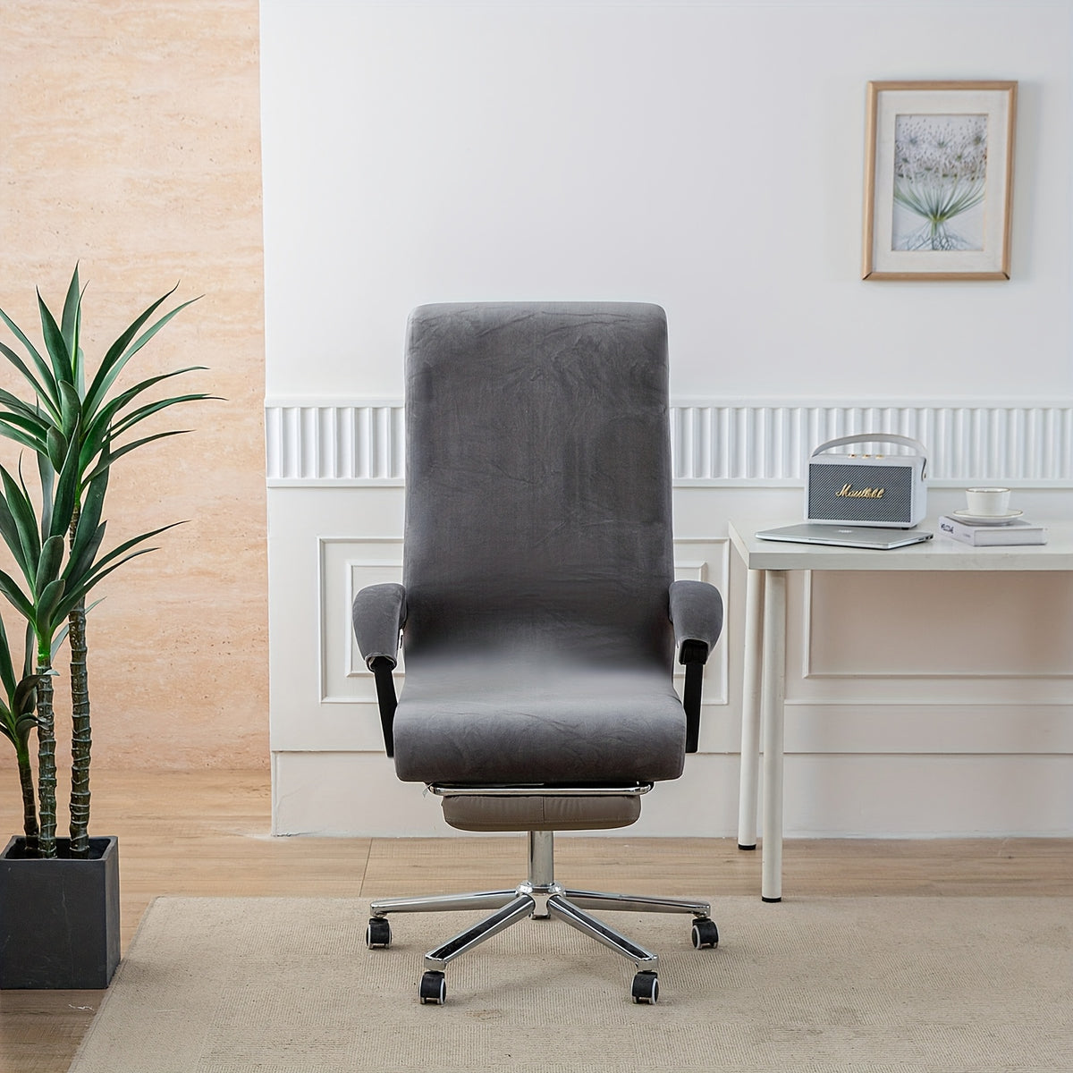 Housse de chaise de bureau en velours avec accoudoirs, 3 pièces