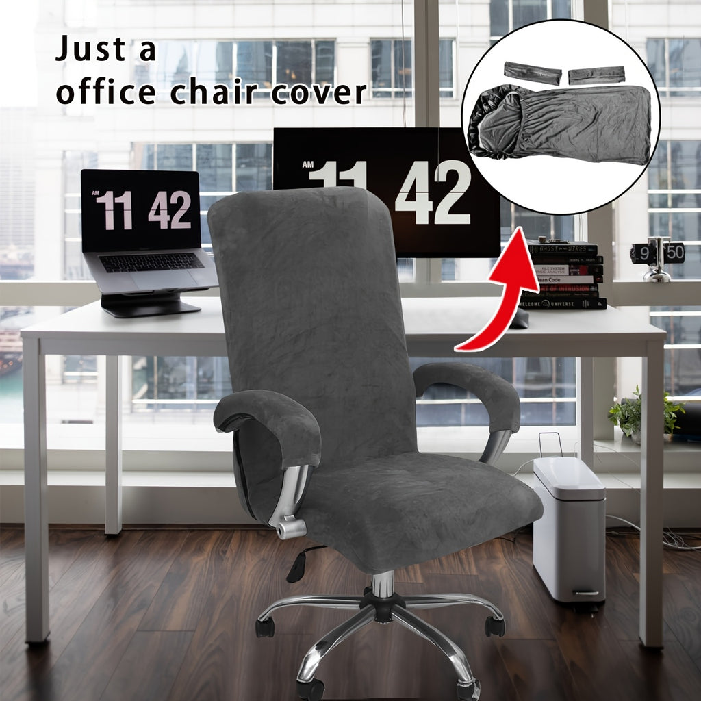 Housse de chaise de bureau en velours doux, lot de 3 pièces