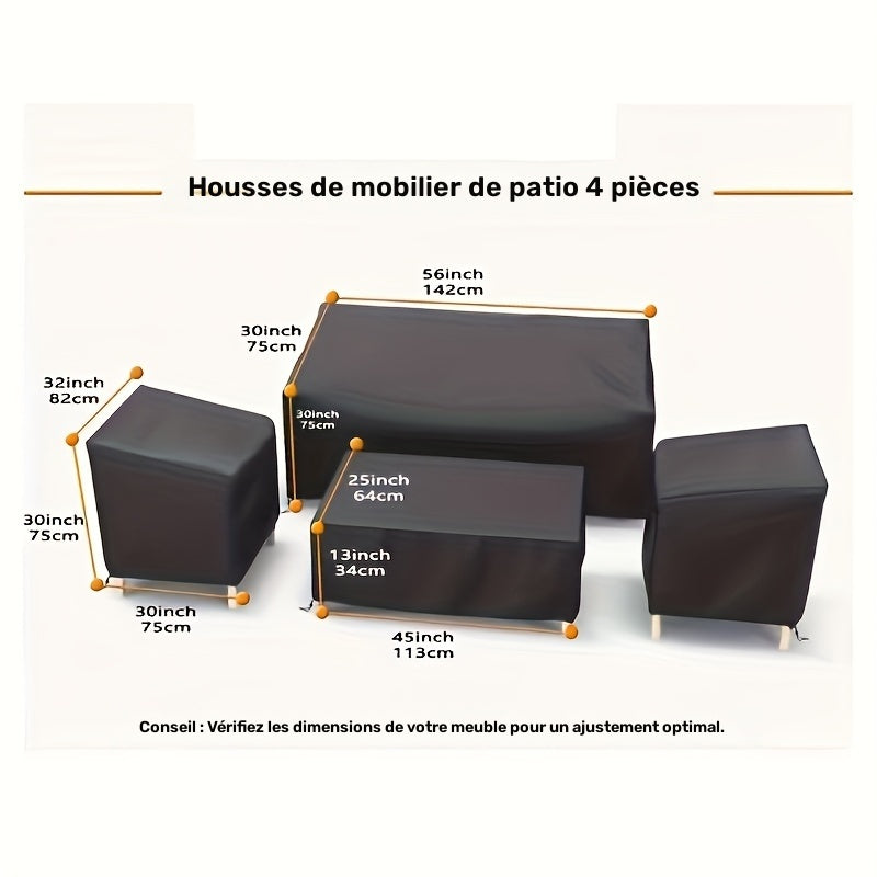 Housse de chaise de jardin, lot 4 pièces pour salon complet — vue 9