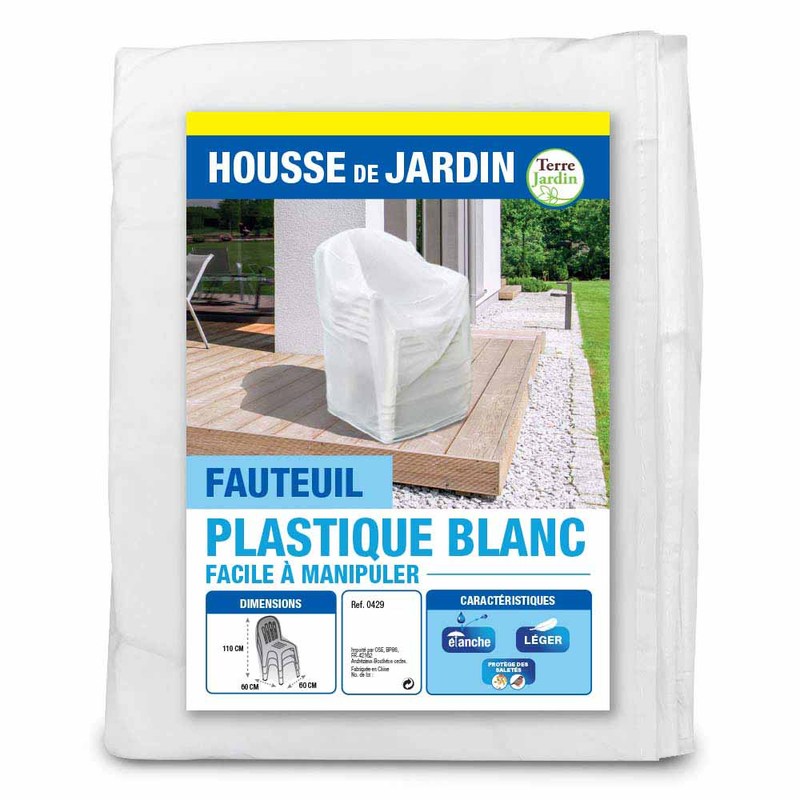 Housse de chaise de jardin en plastique blanc, 60 x 60 x 110 cm