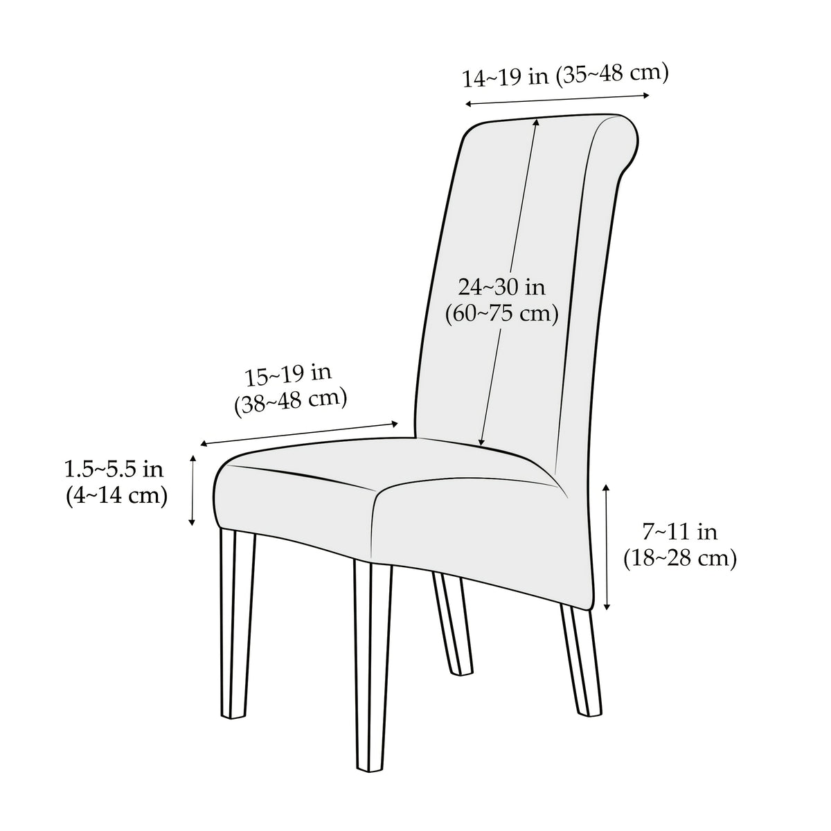 Housse de chaise à dossier haut, volute et maille légère
