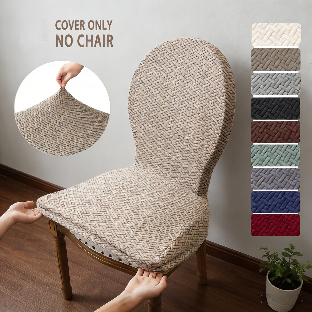 Housse de chaise à dossier rond en jacquard extensible, 4 coloris