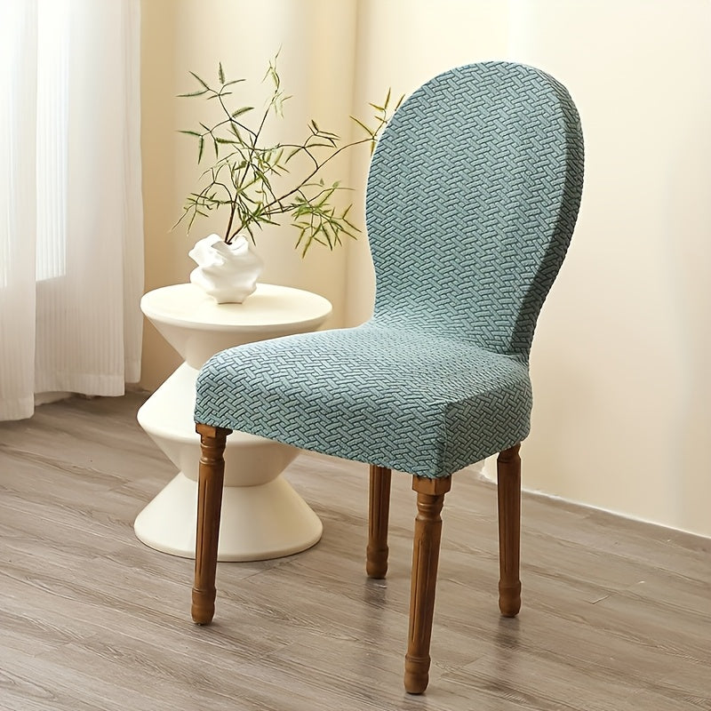 Housse de chaise à dossier rond en jacquard extensible, 4 coloris