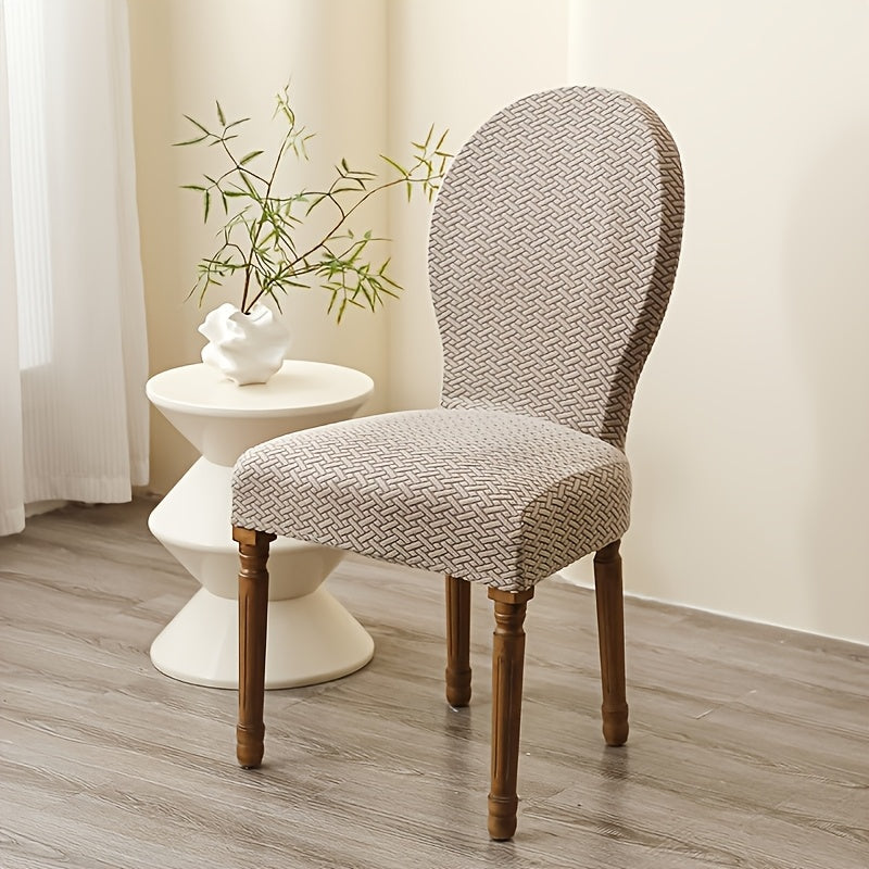 Housse de chaise à dossier rond en jacquard extensible, 4 coloris
