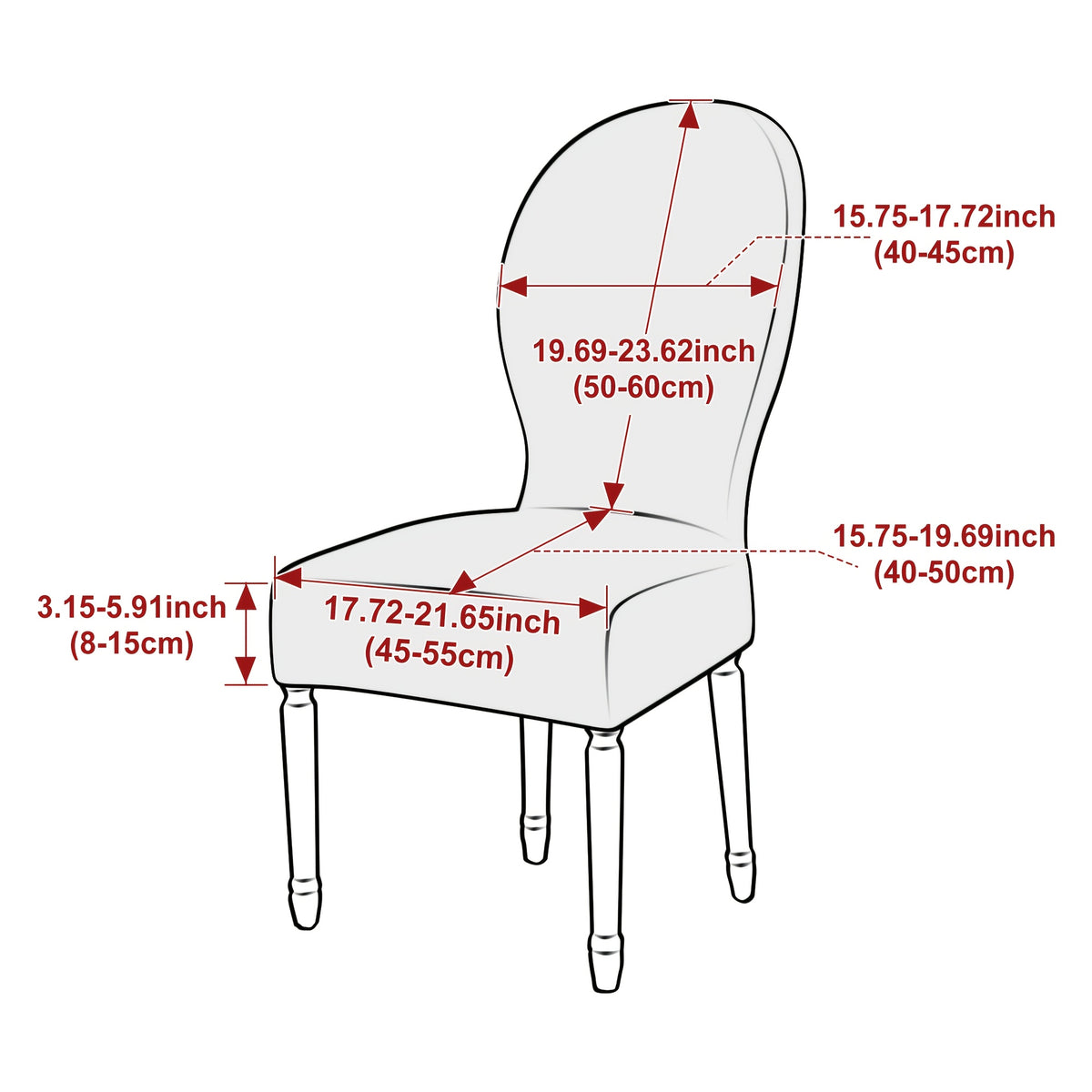 Housse de chaise dossier rond en jacquard, lot de 4 ou 6