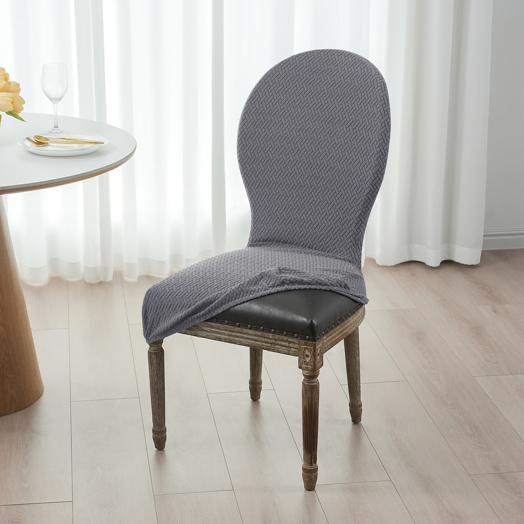 Housse de chaise dossier rond en jacquard, lot de 4 ou 6