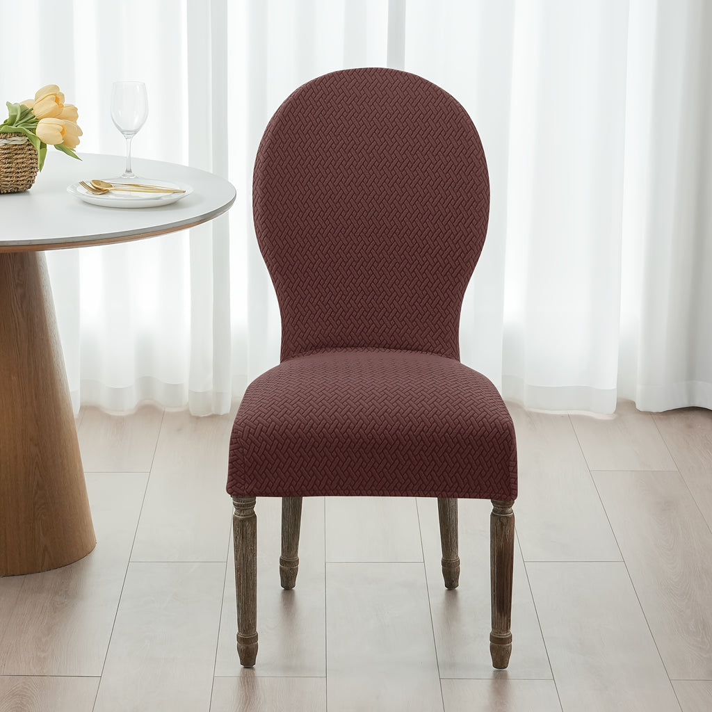 Housse de chaise dossier rond en jacquard, lot de 4 ou 6