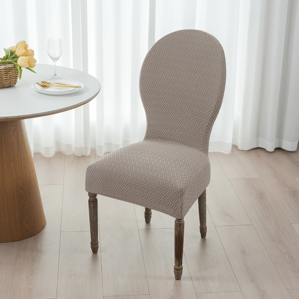 Housse de chaise dossier rond en jacquard, lot de 4 ou 6