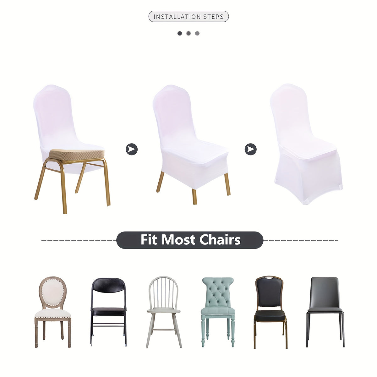 Housse de chaise extensible en 7 coloris, lot de 20 ou 30