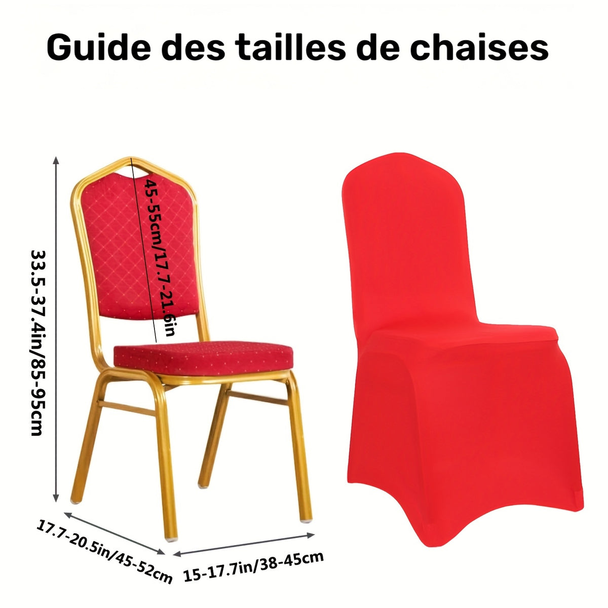 Housse de chaise extensible en 7 coloris, lot de 20 ou 30