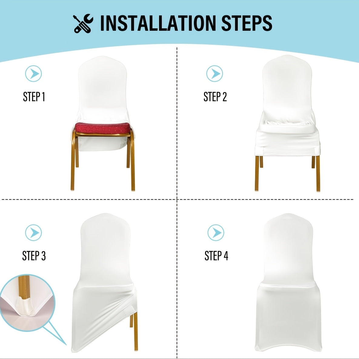 Housse de chaise extensible en lot de 5, poches pour pieds