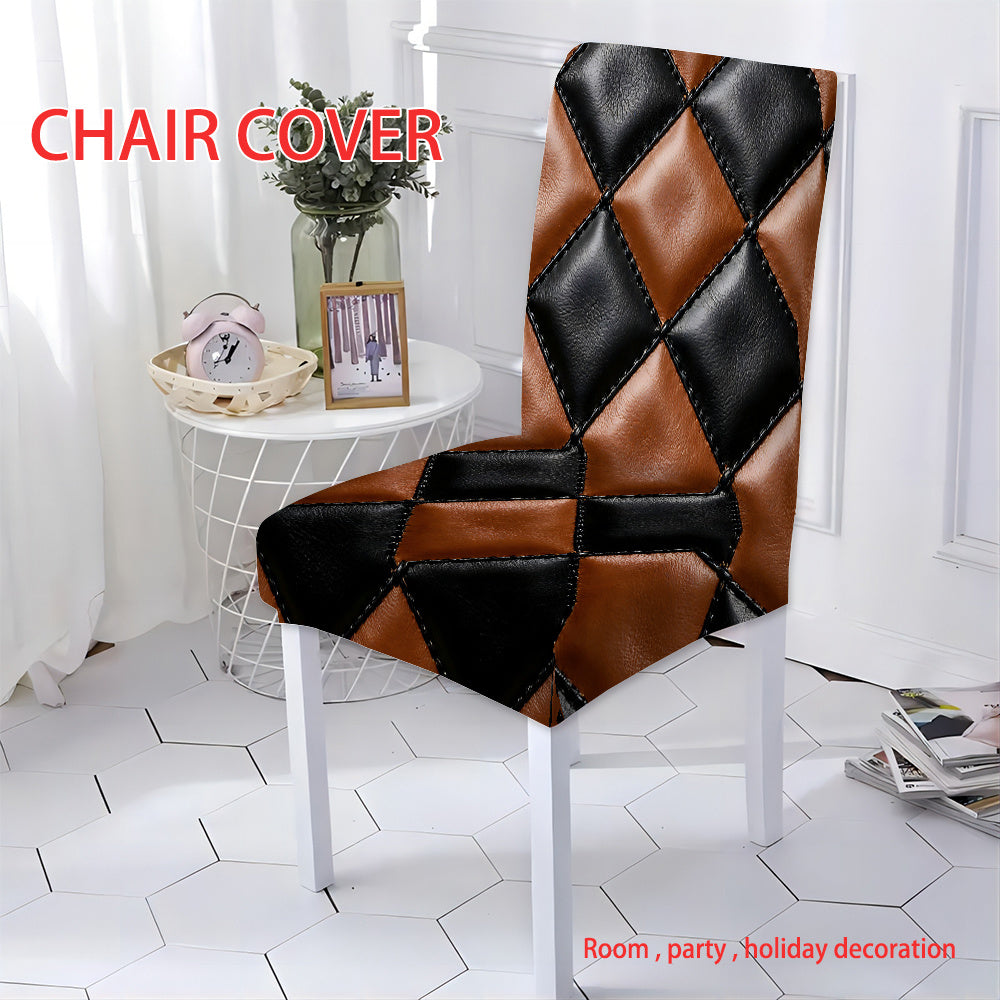 Housse de chaise extensible à losanges cuir — vue 2
