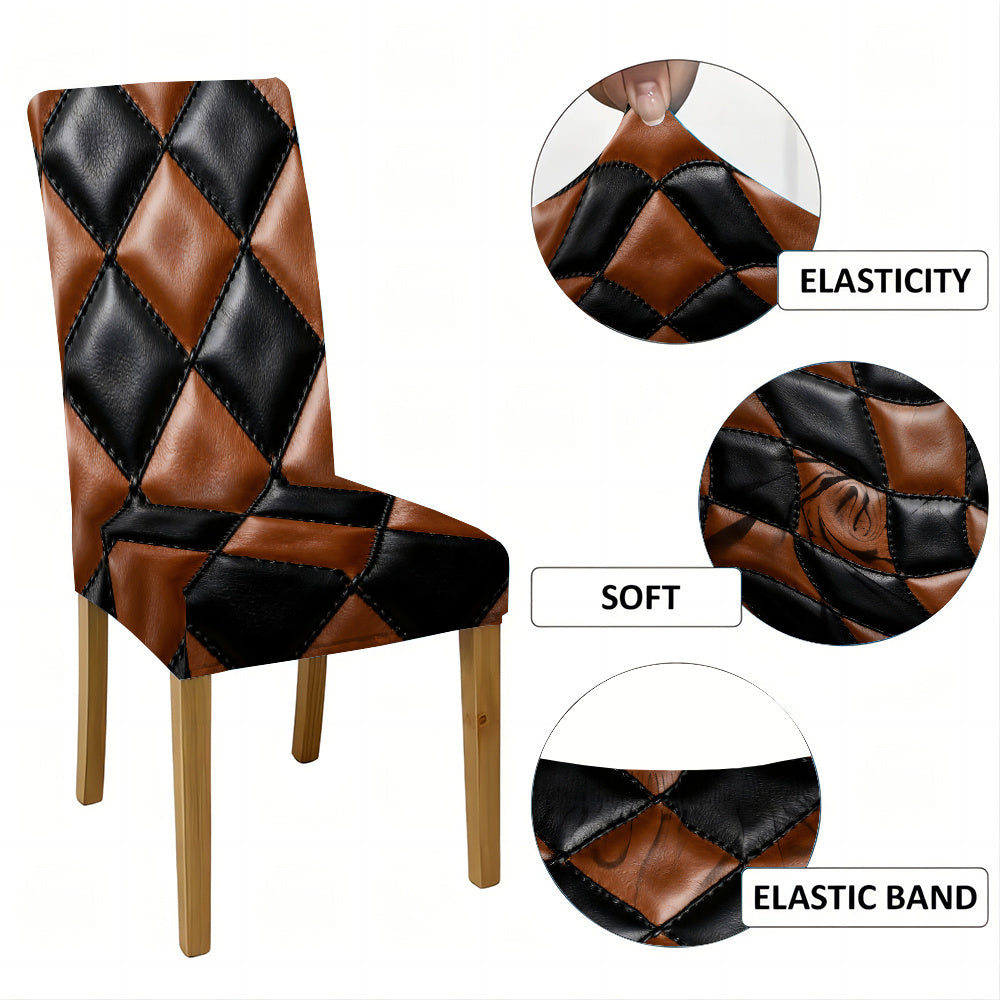 Housse de chaise extensible à losanges cuir — vue 6