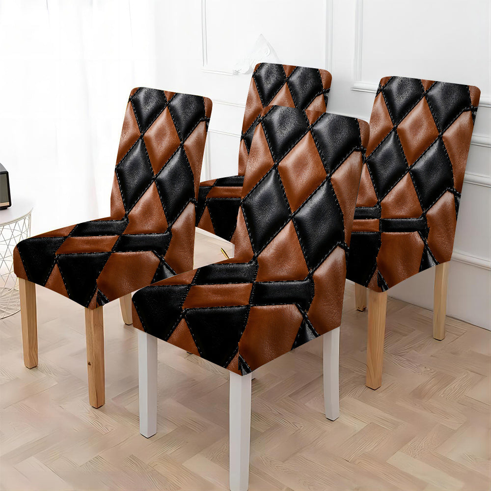 Housse de chaise extensible à losanges cuir