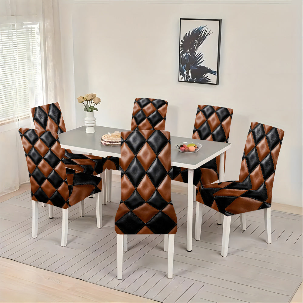 Housse de chaise extensible à losanges cuir — vue 8 Image