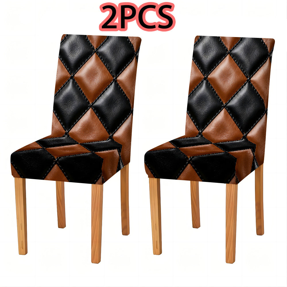 Housse de chaise extensible à losanges cuir — vue 9