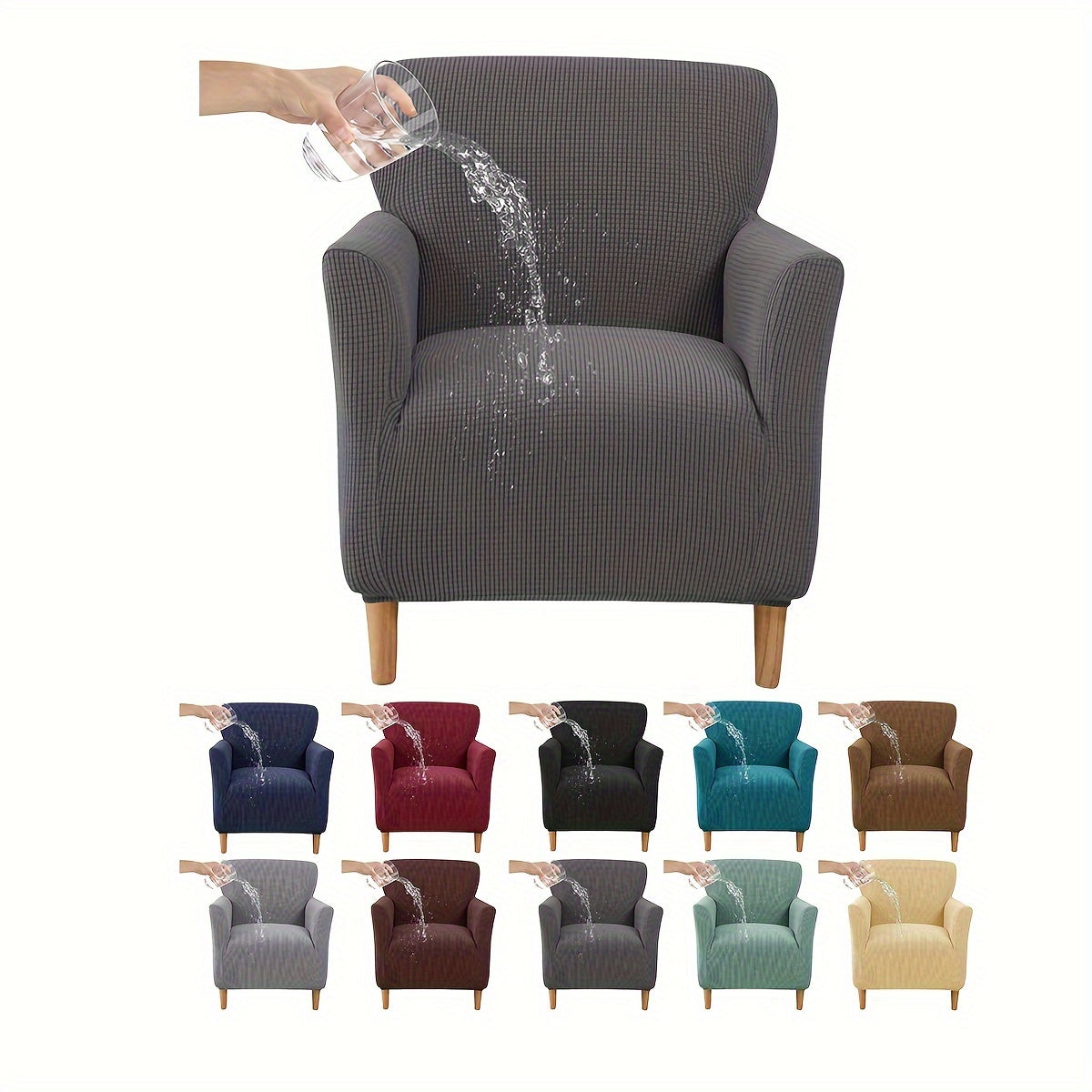 Housse de chaise fauteuil à dossier enveloppant, 6 teintes — vue 2