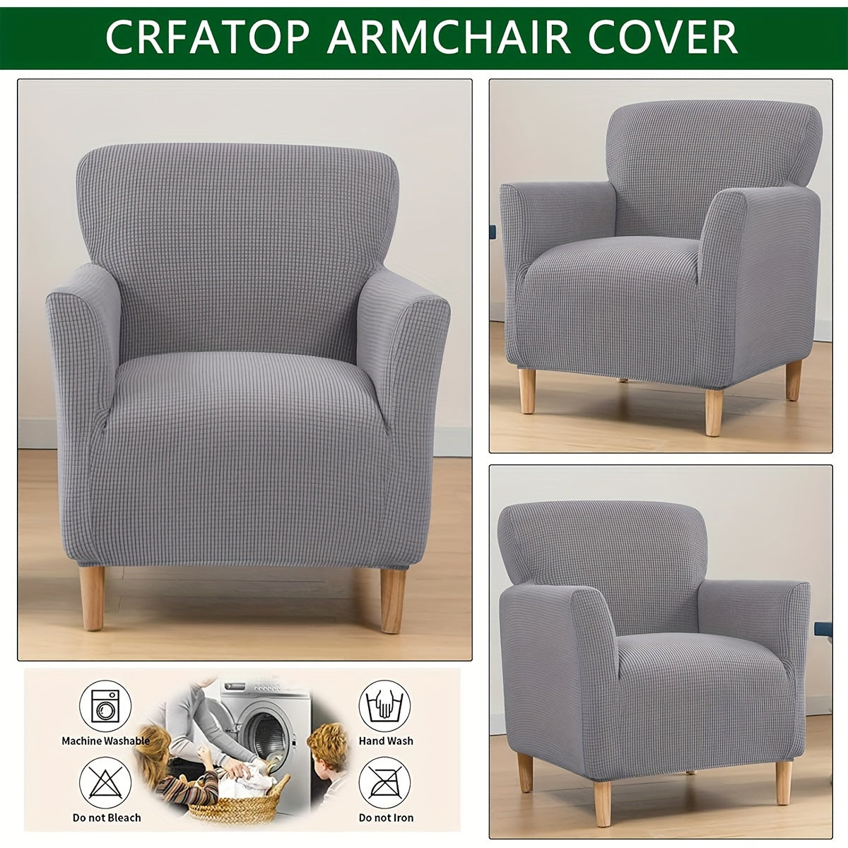 Housse de chaise fauteuil à dossier enveloppant, 6 teintes — vue 11