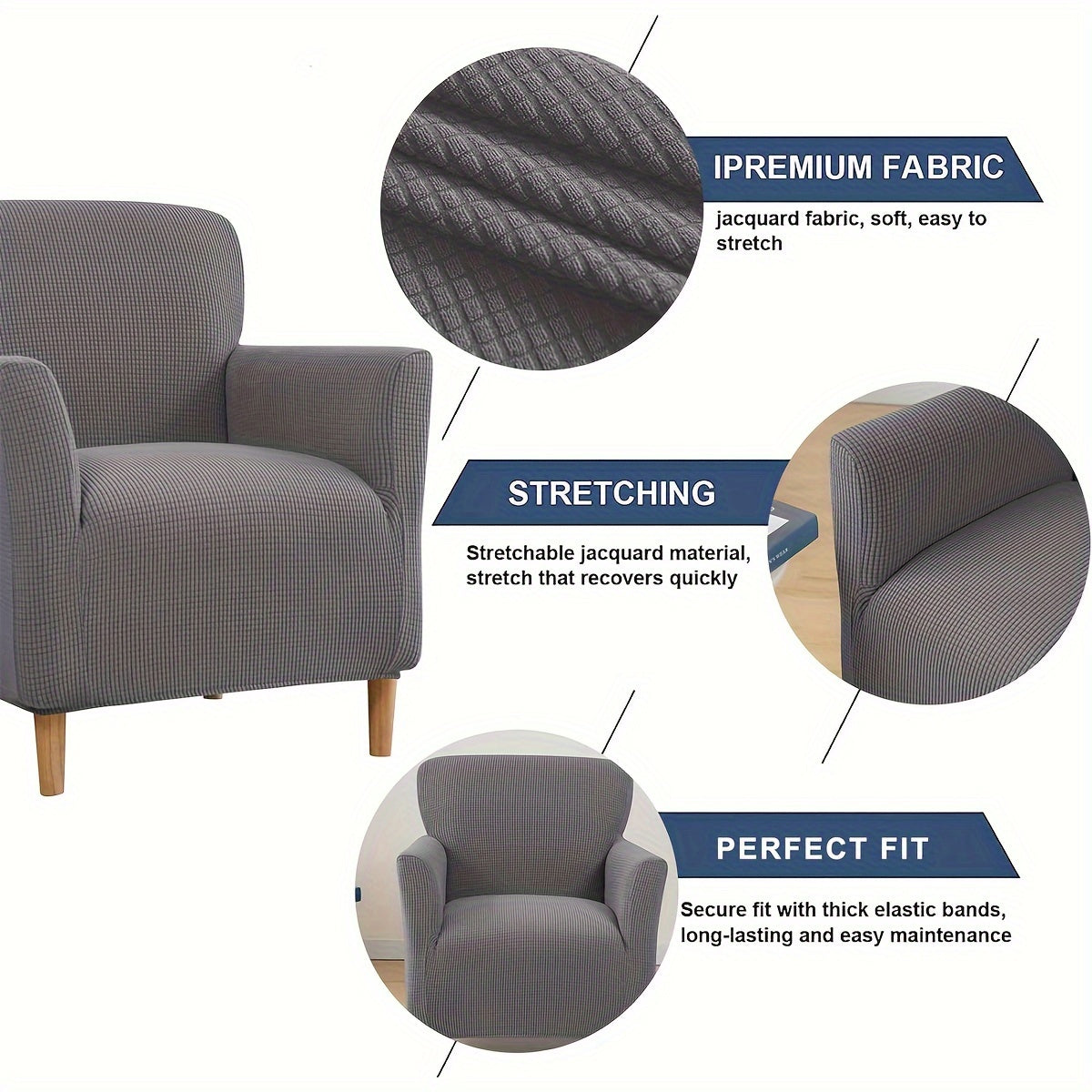 Housse de chaise fauteuil à dossier enveloppant, 6 teintes — vue 12