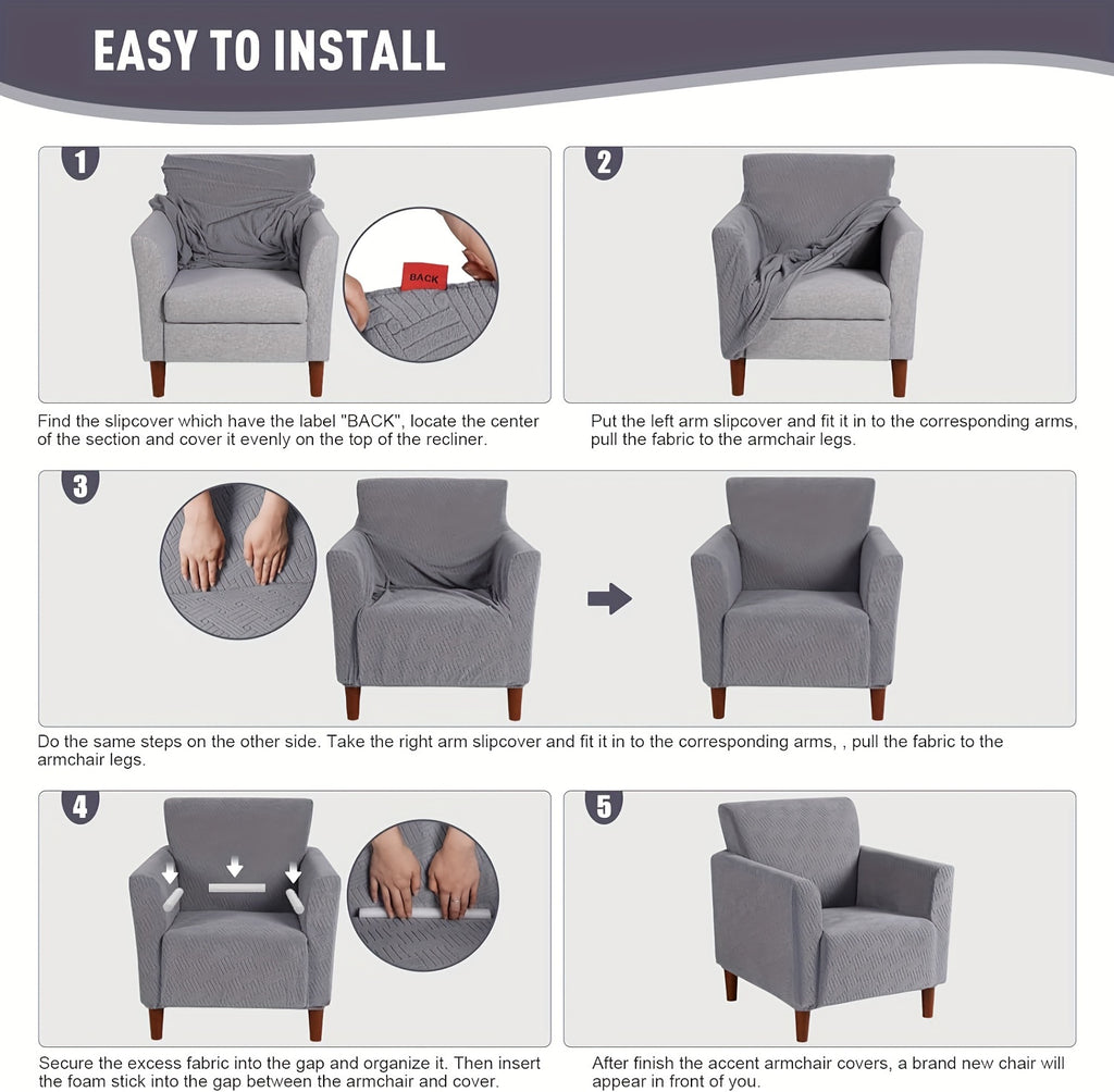 Housse de chaise fauteuil à dossier enveloppant, 6 teintes — vue 14