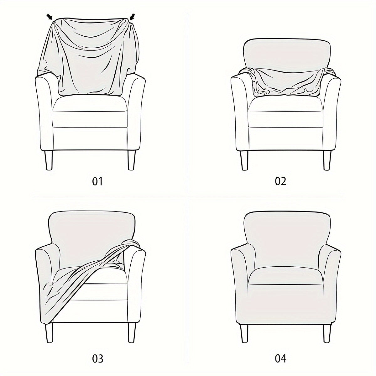 Housse de chaise fauteuil à dossier enveloppant, 6 teintes