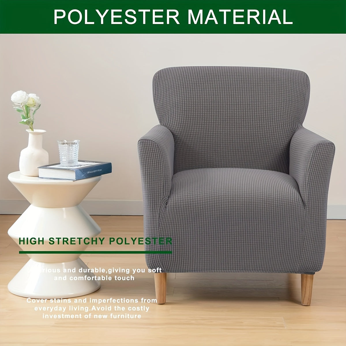 Housse de chaise fauteuil à dossier enveloppant, 6 teintes