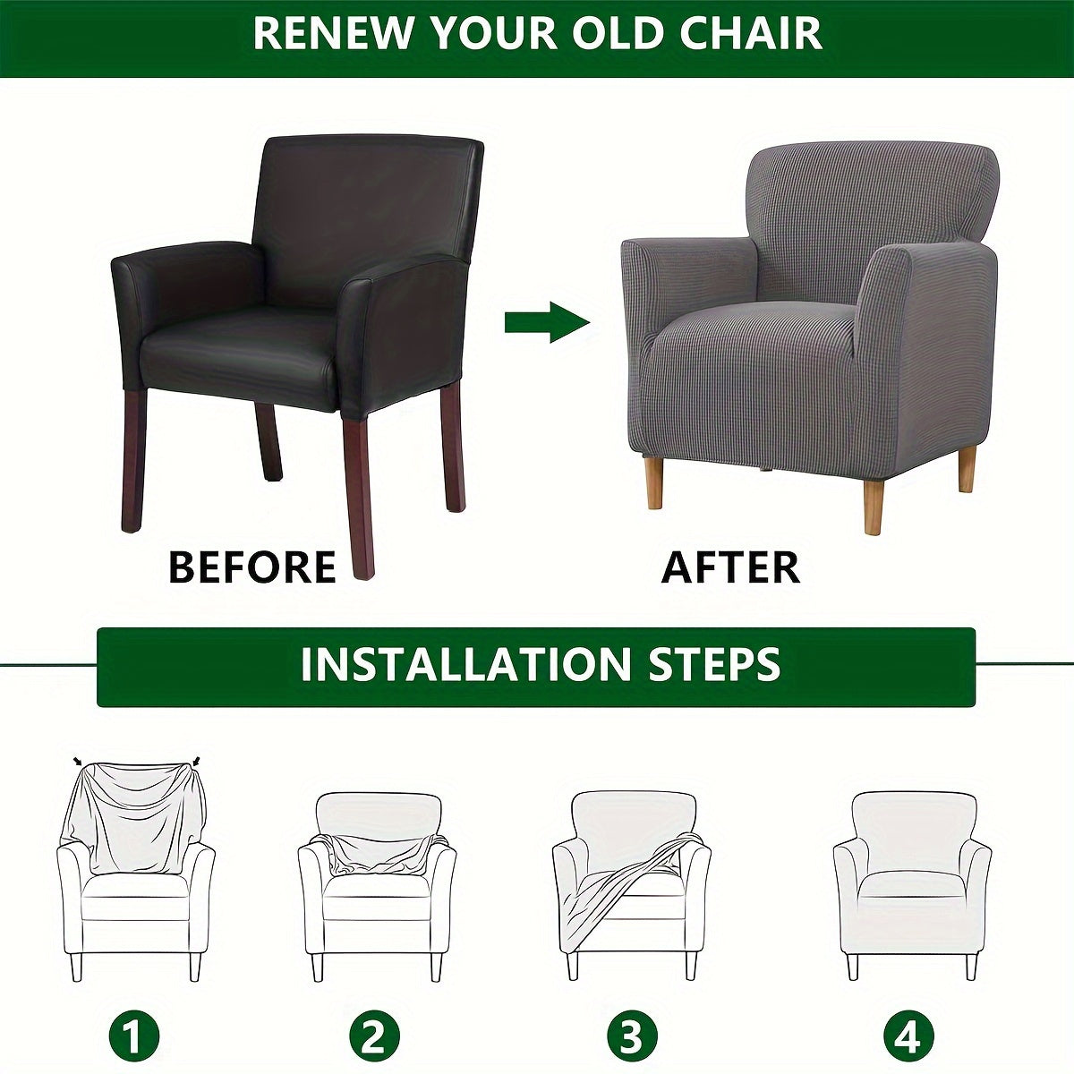 Housse de chaise fauteuil à dossier enveloppant, 6 teintes — vue 9