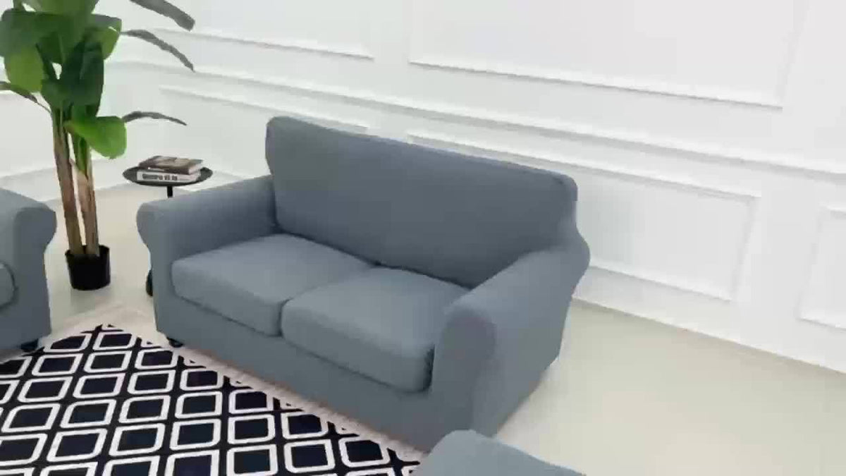 Housse de chaise fauteuil une place, jacquard feuillage, 2 pièces