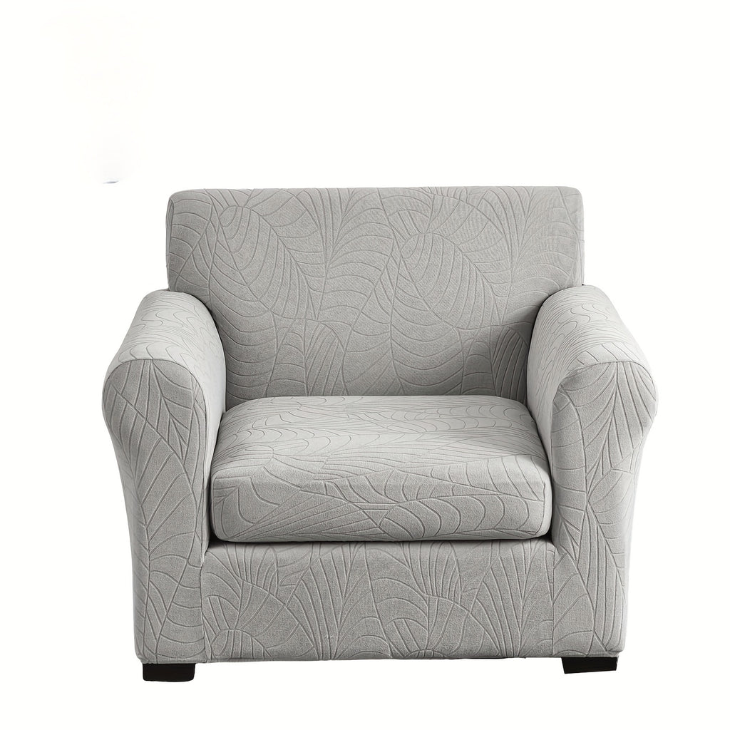 Housse de chaise fauteuil une place, jacquard feuillage, 2 pièces — vue 4