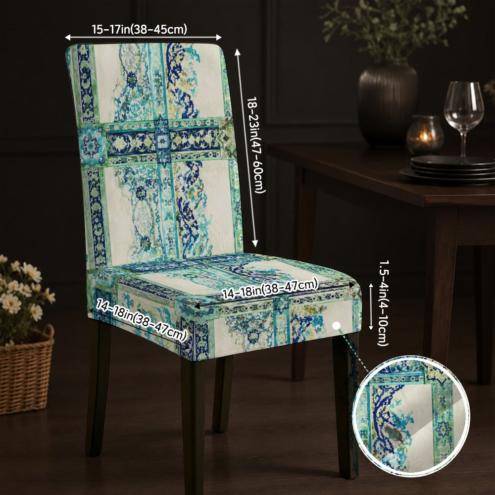 Housse de chaise à imprimé bohème bleu et vert, lot de 4
