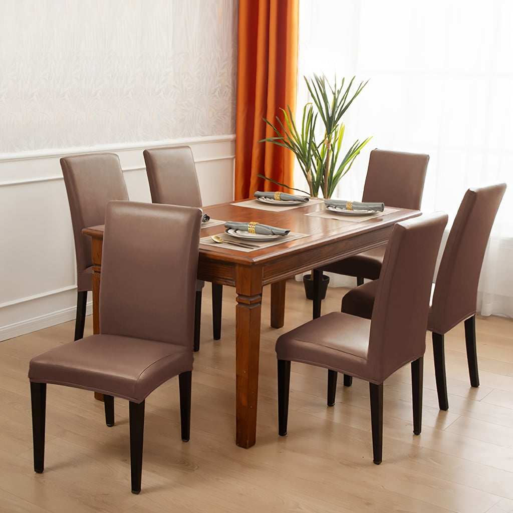 Housse de chaise intégrale en simili cuir, 4 teintes sombres