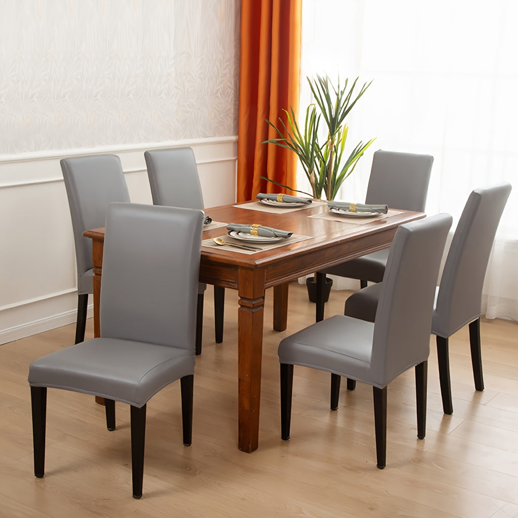 Housse de chaise intégrale en simili cuir, 4 teintes sombres